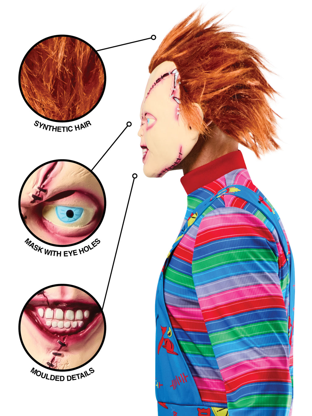 Chucky Stitched Up 3/4 Mask 4