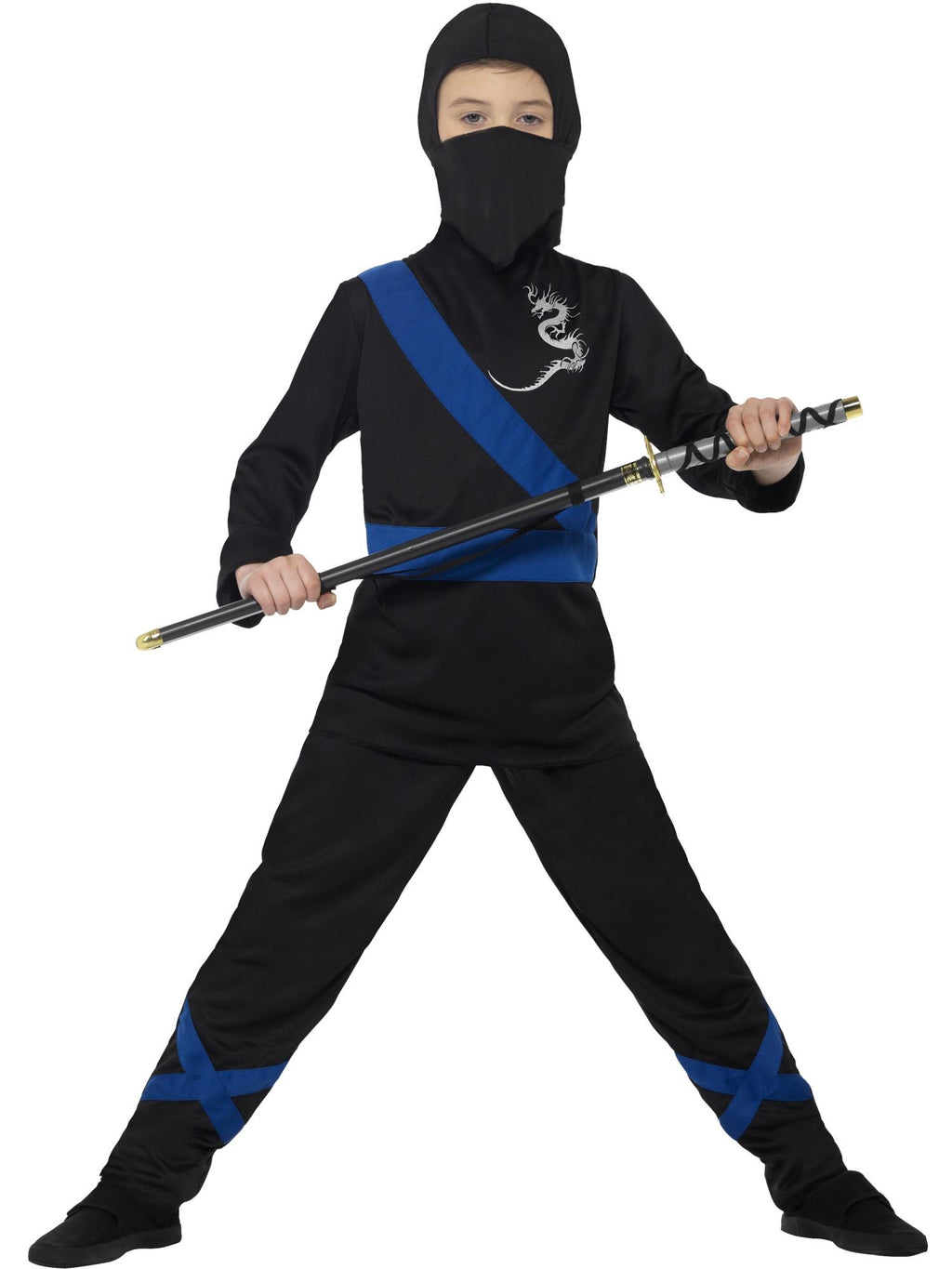 Ninja Assassin Costume, Black & Blue 1