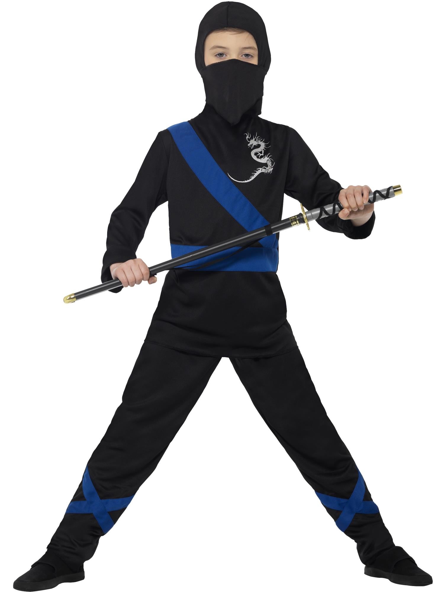 Ninja Assassin Costume, Black & Blue 1
