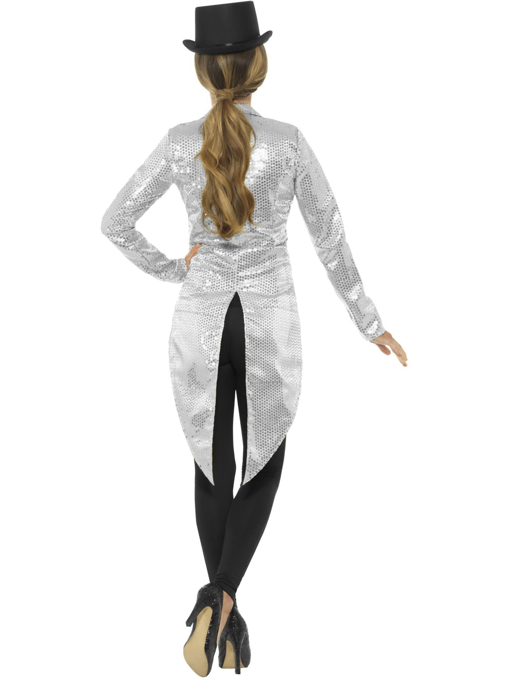 Sequin Tailcoat Jacket, Ladies, Silver 2