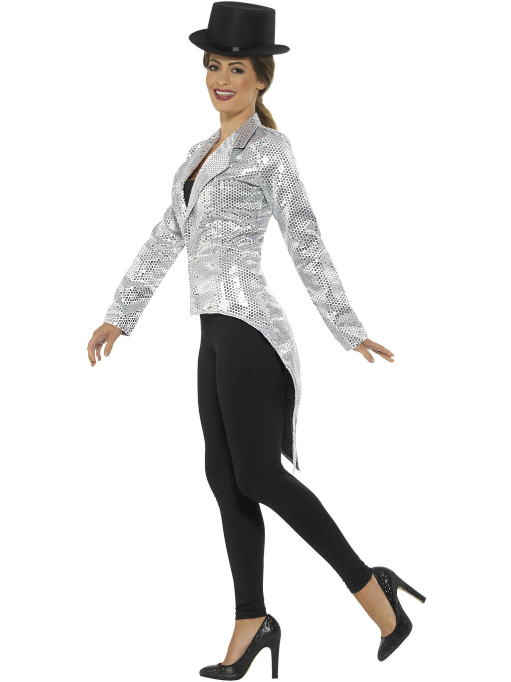 Sequin Tailcoat Jacket, Ladies, Silver 3