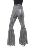 70s Disco Flared Trousers, Ladies, Silver 1