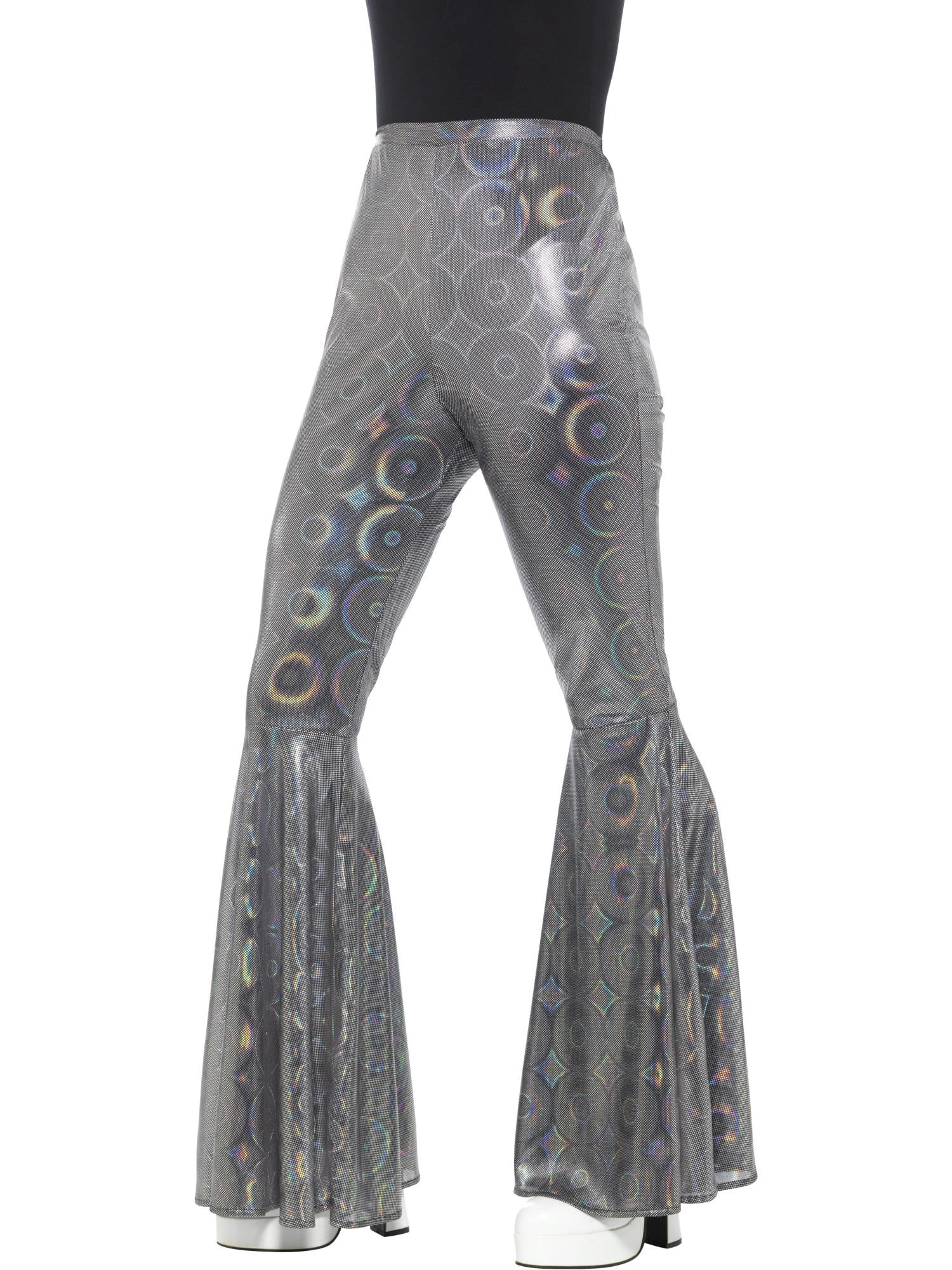 70s Disco Flared Trousers, Ladies, Silver 1