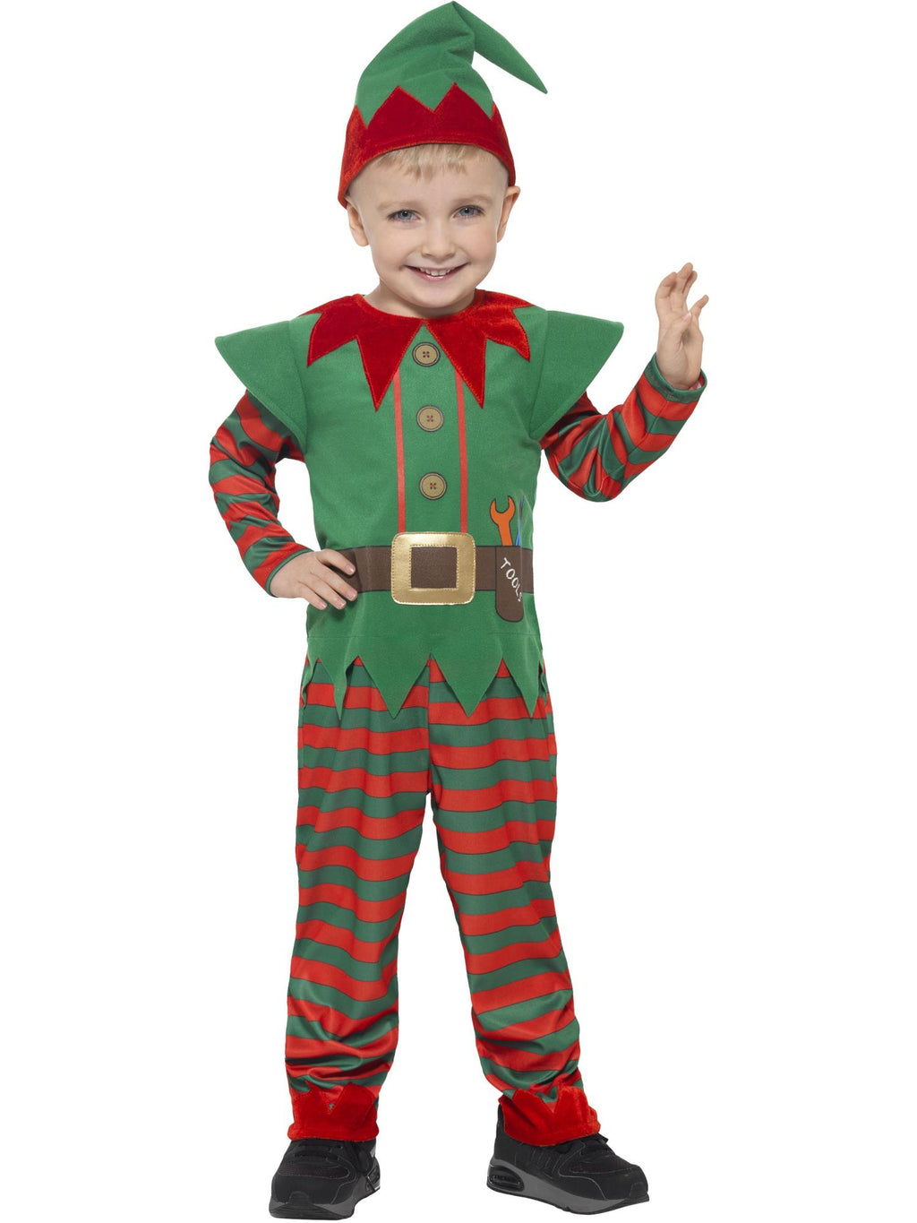 Elf Toddler Costume, Red & Green 1