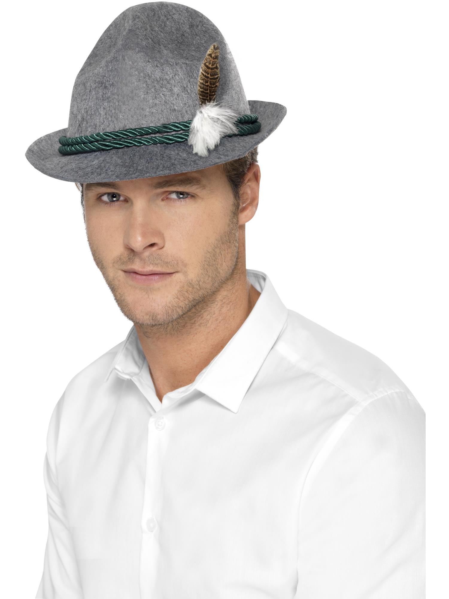 German Trenker Hat with Feather, Grey 1