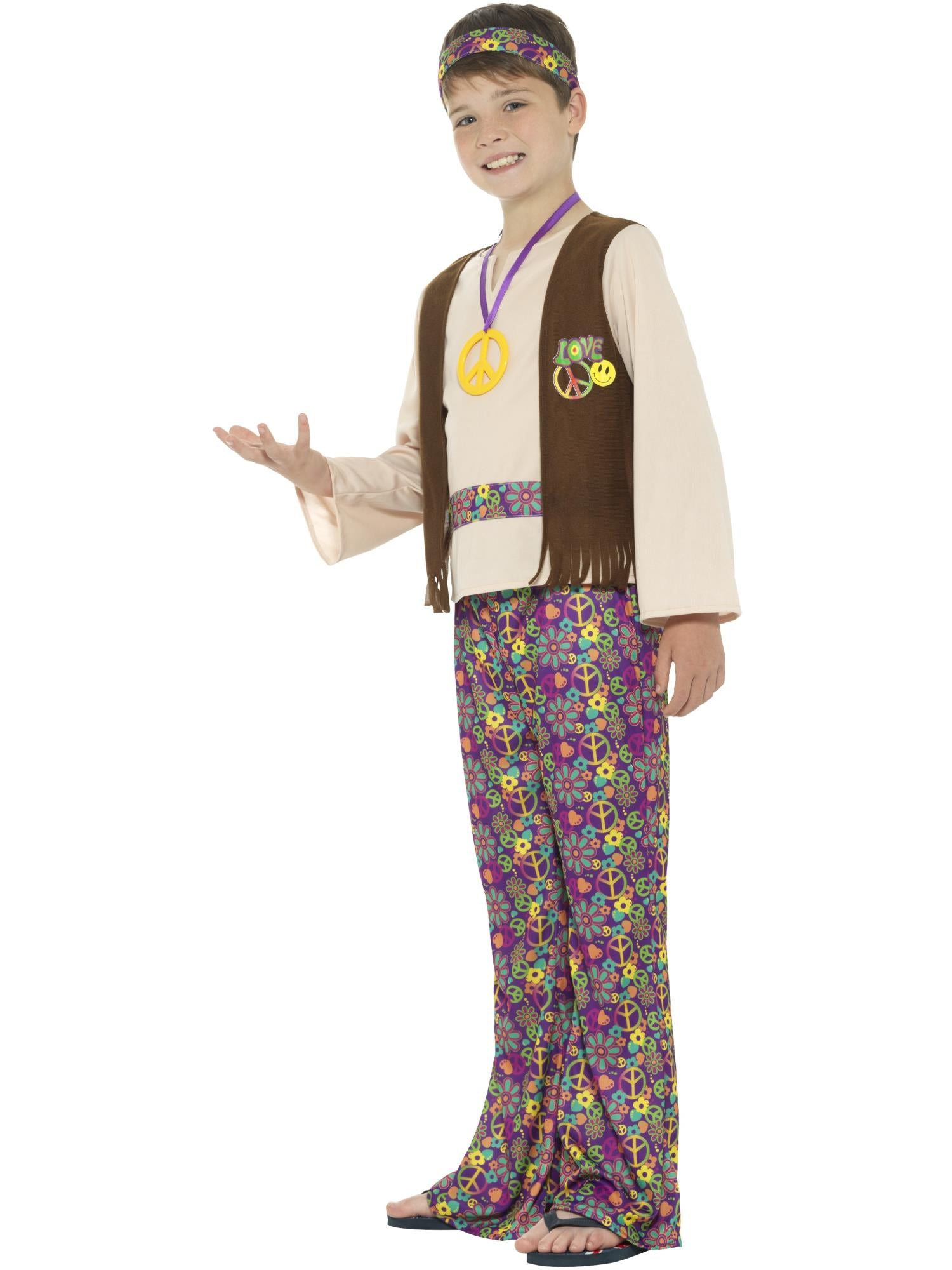 Hippie Boy Costume, with Top, Attached Waistcoat, 3