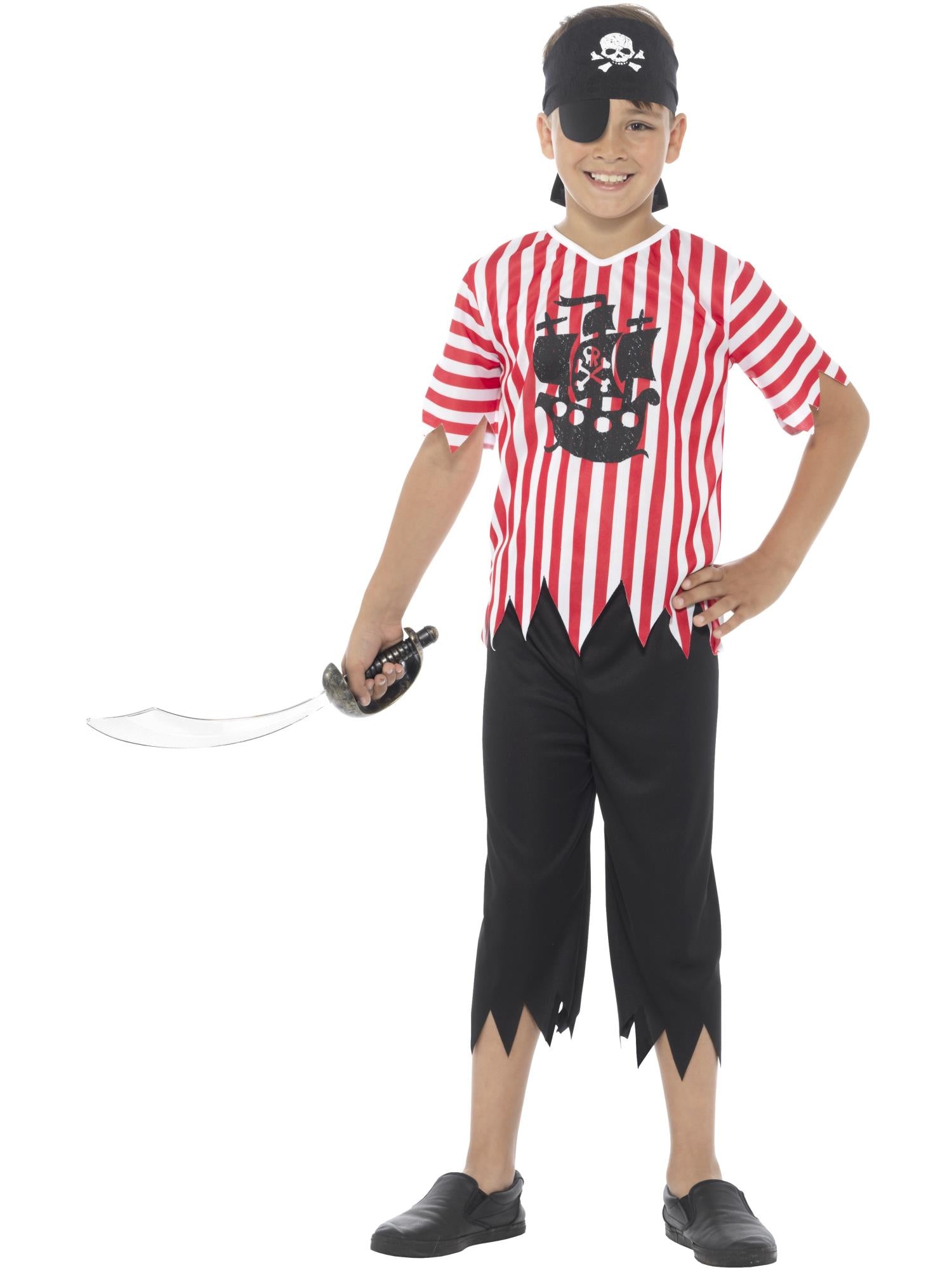 Jolly Pirate Boy Costume, Red & White 1