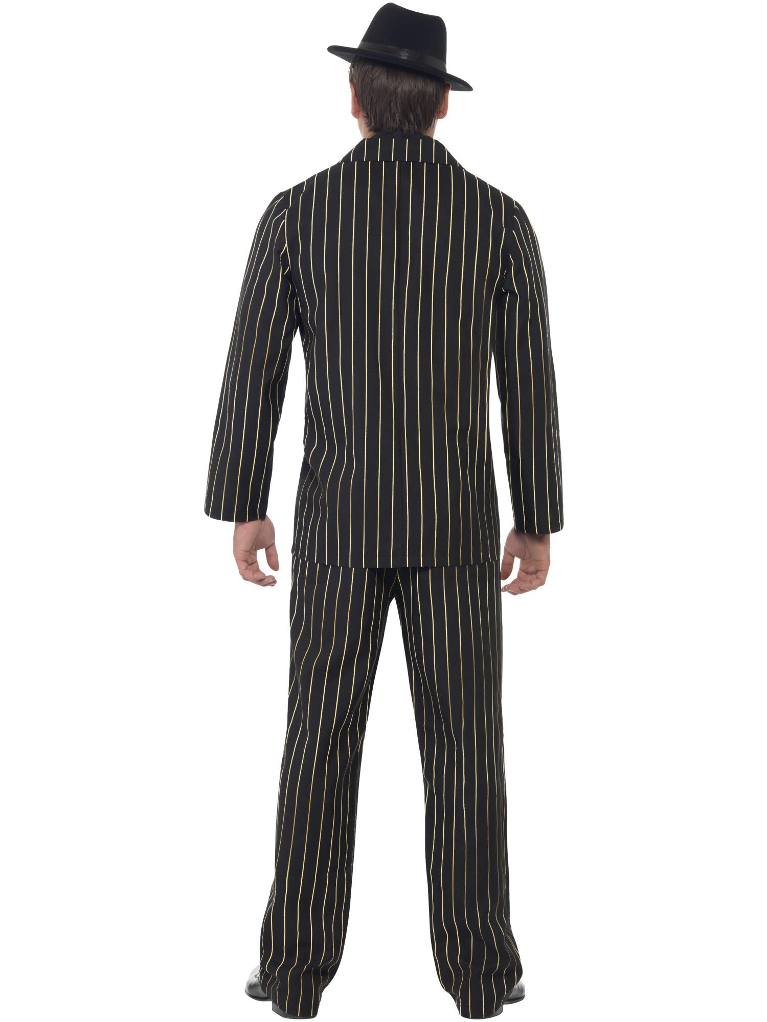 Gold Pinstripe Gangster Costume, Black 2