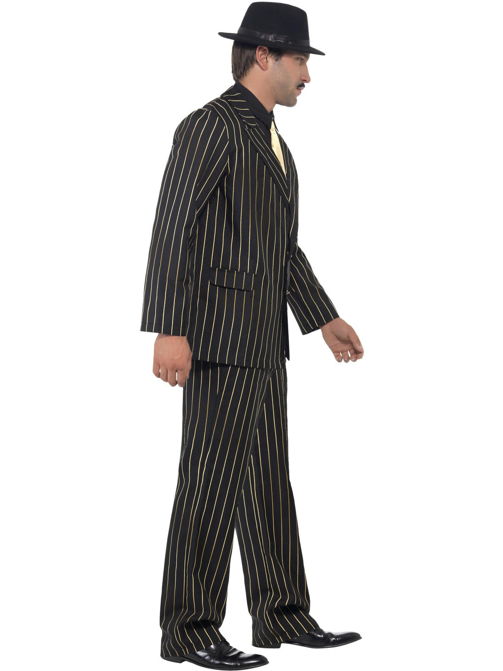 Gold Pinstripe Gangster Costume, Black 3