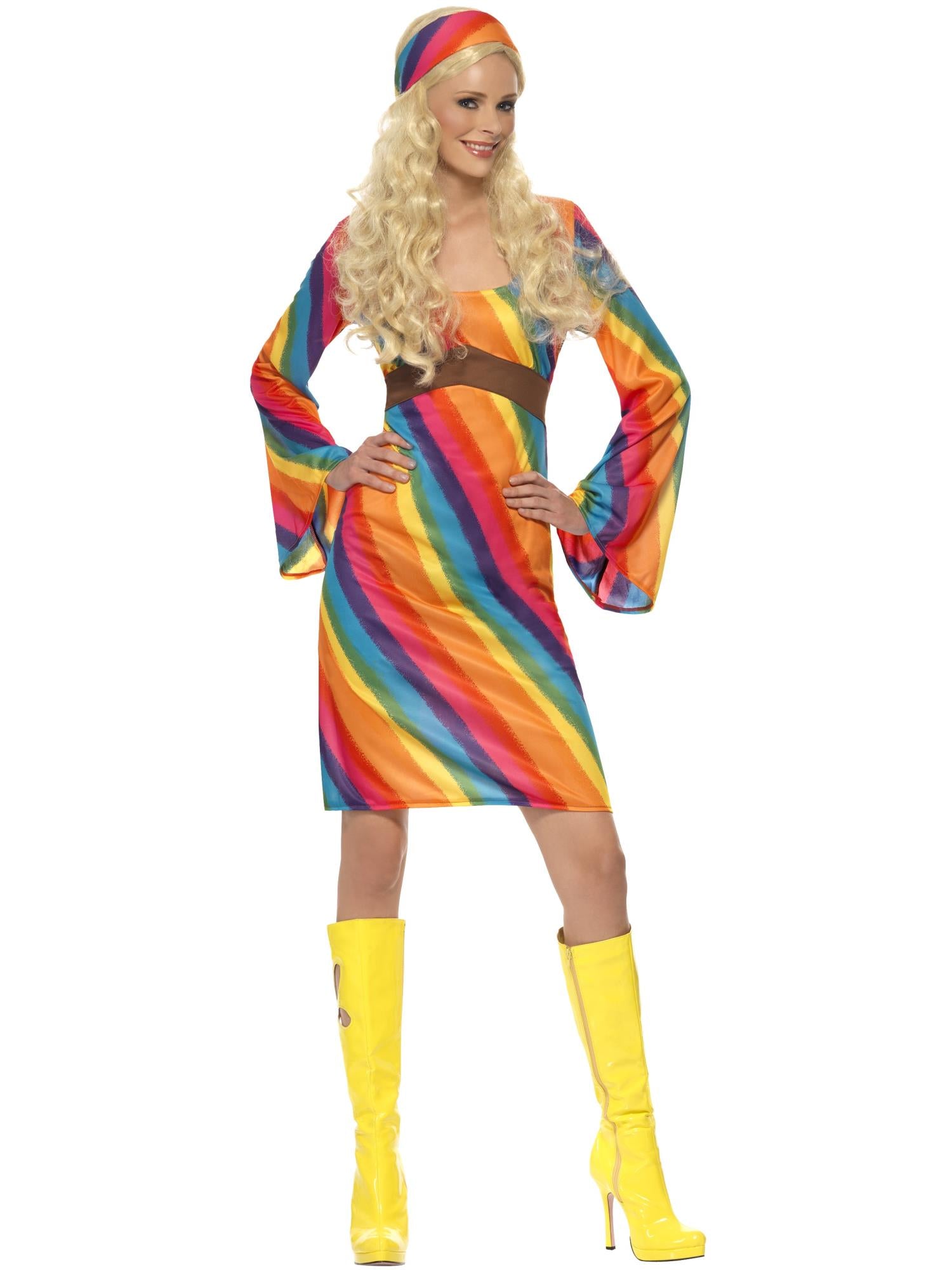 Rainbow Hippie Costume, Multi-Coloured 1