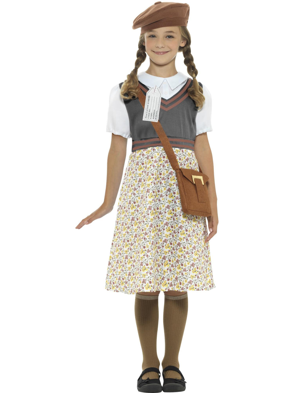 Evacuee School Girl Costume, Grey 1