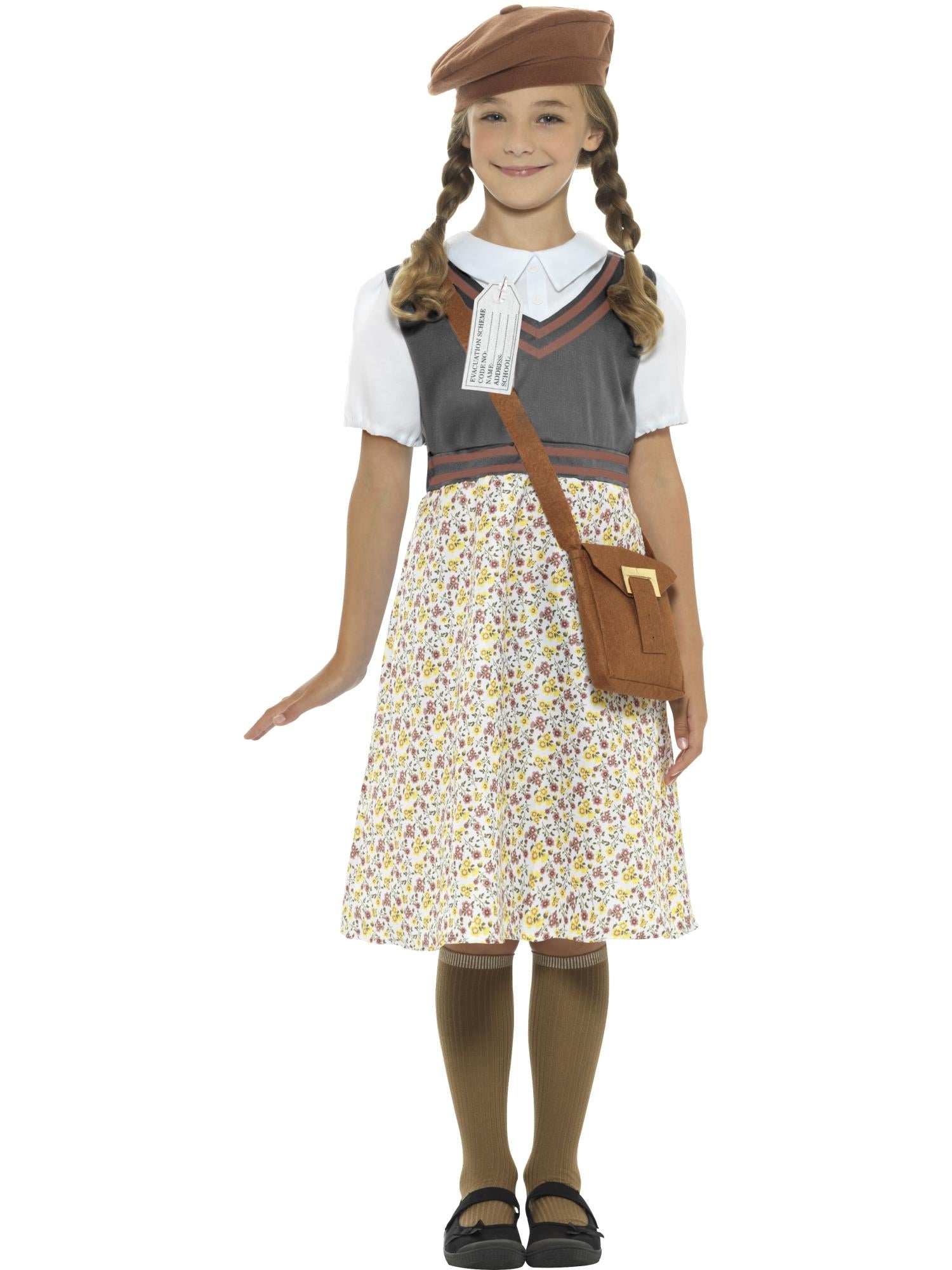 Evacuee School Girl Costume, Grey 1