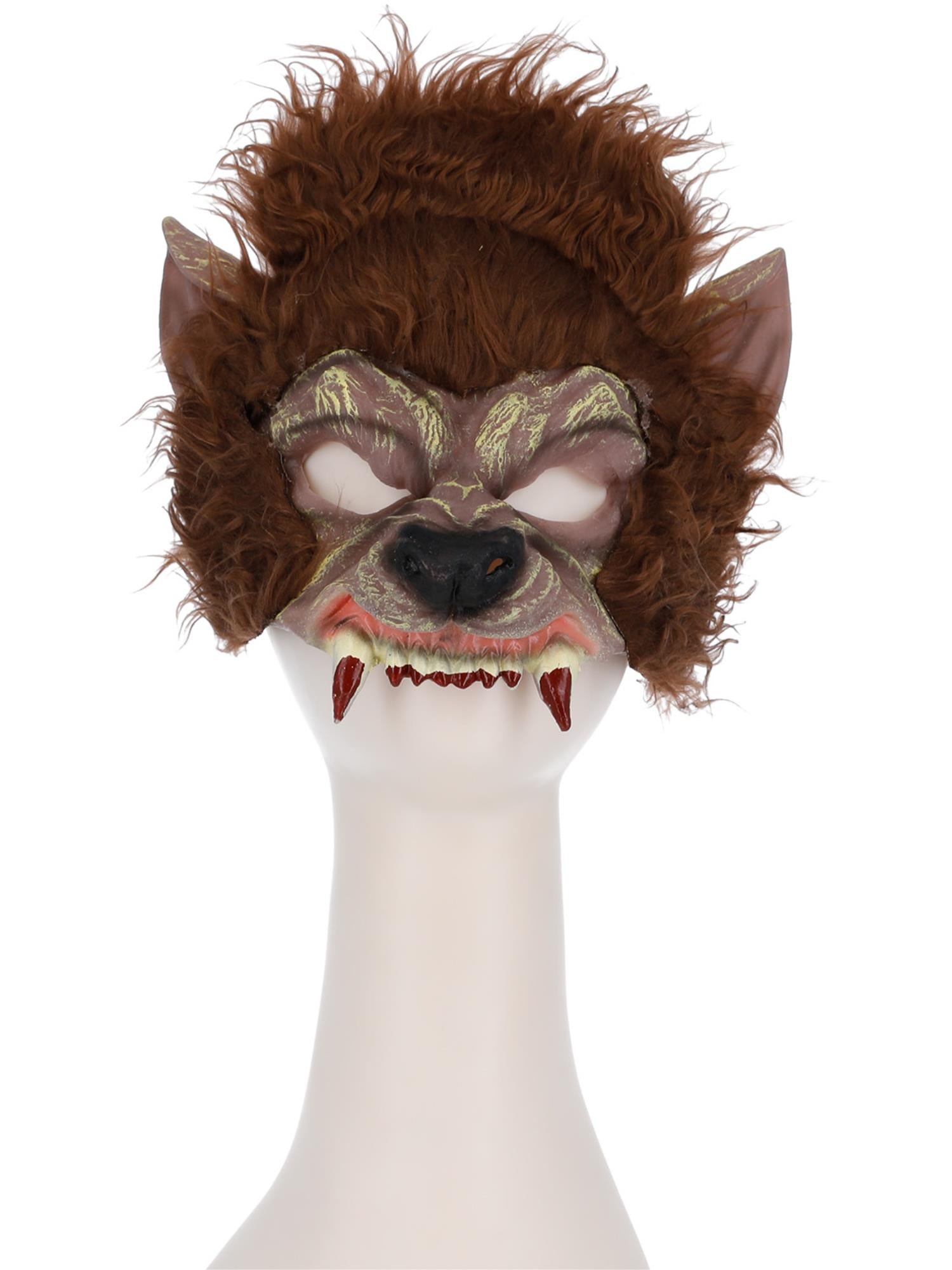 Werewolf Half Face Latex Mask, Brown 2