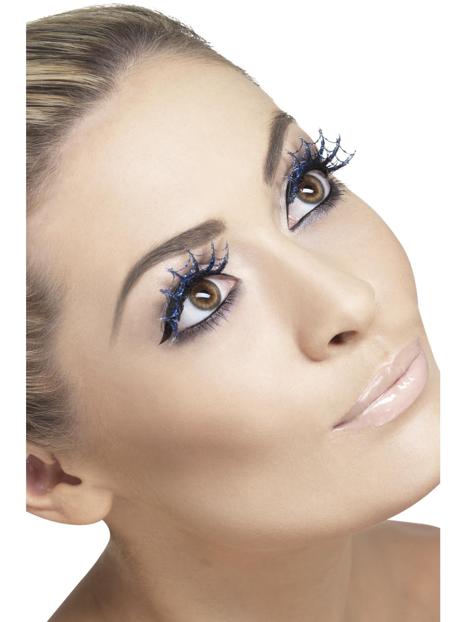 Eyelashes Spiderwebs with Glitter, Blue 1