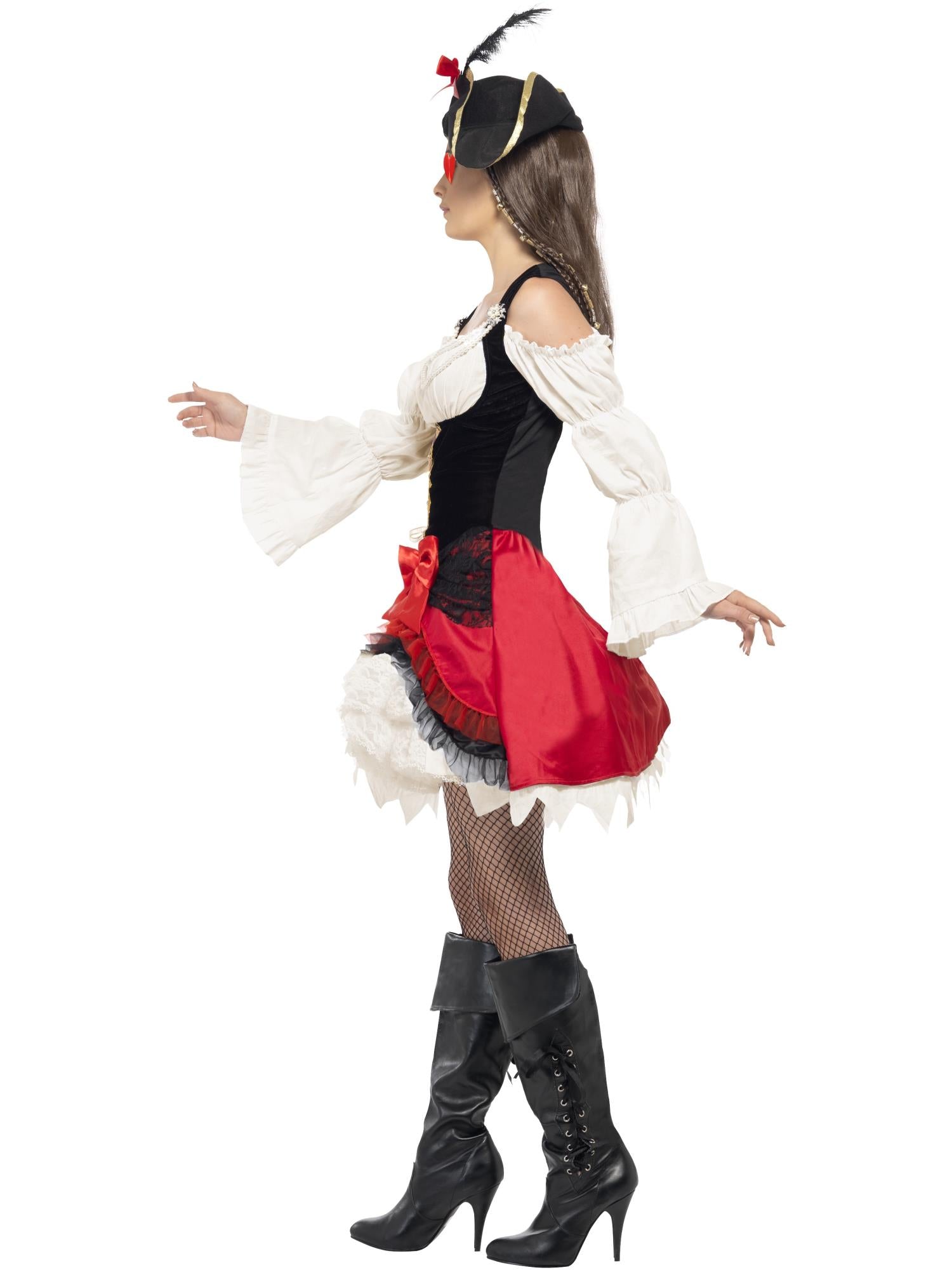 Glamorous Lady Pirate Costume, Red 2