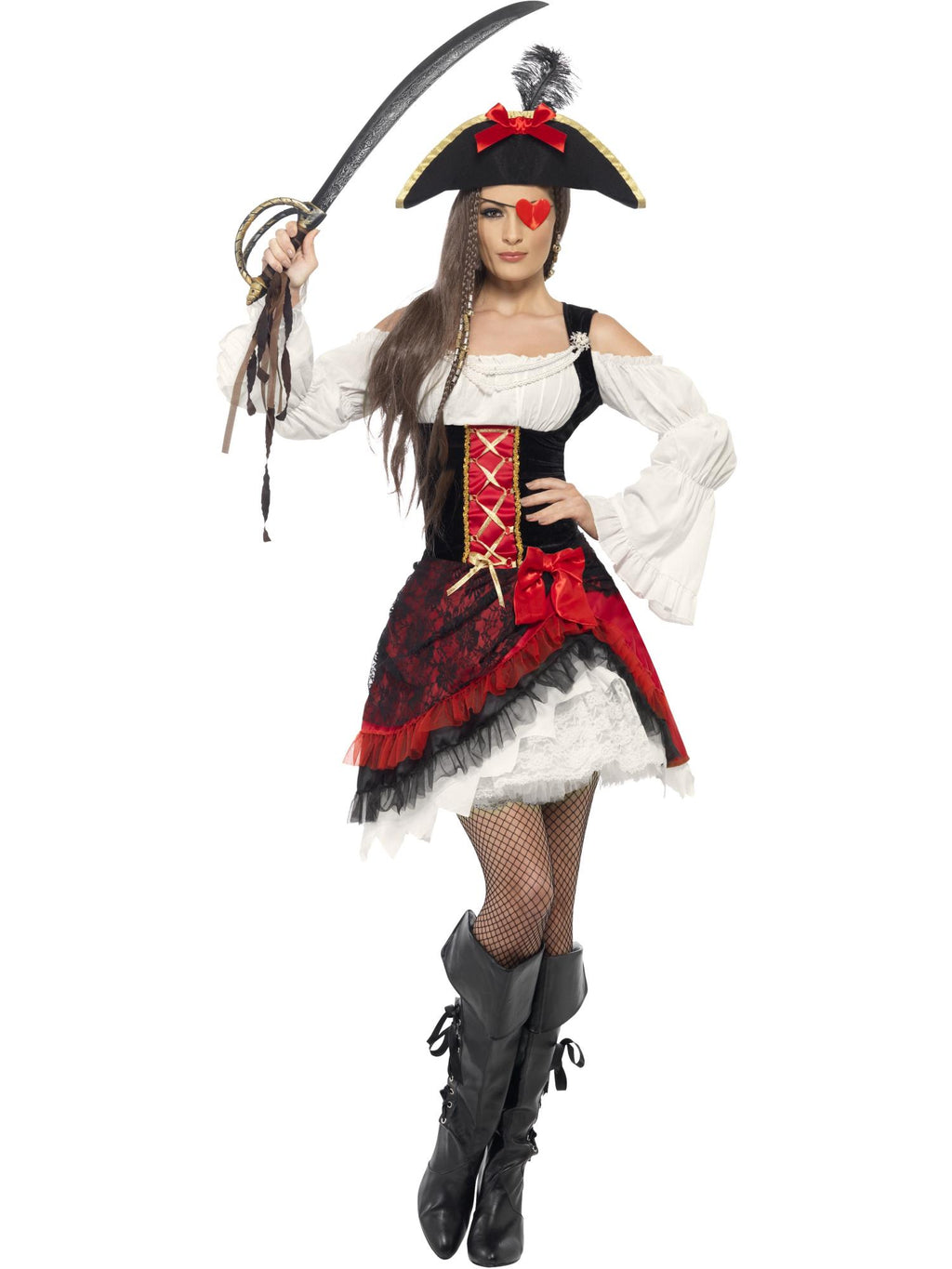 Glamorous Lady Pirate Costume, Red 1