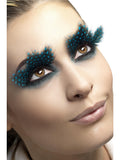 Eyelashes, Large Feather with Aqua Dots, Black 1