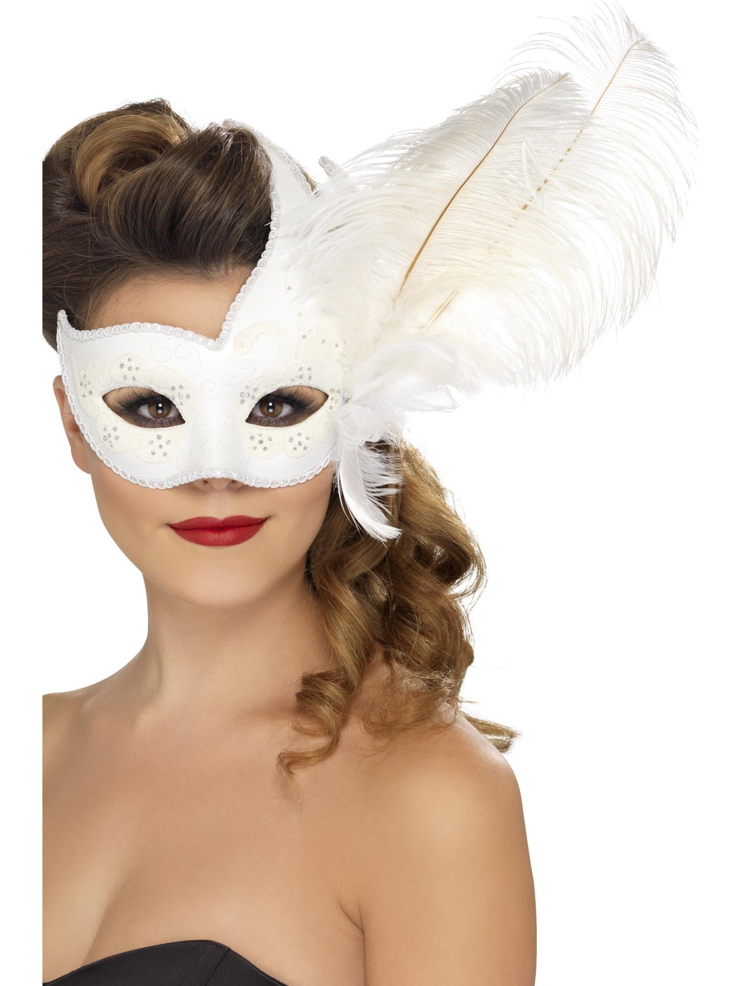 Ornate Columbina Eyemask, White 1