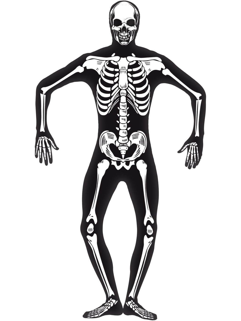 Skeleton Second Skin Costume, Black 1