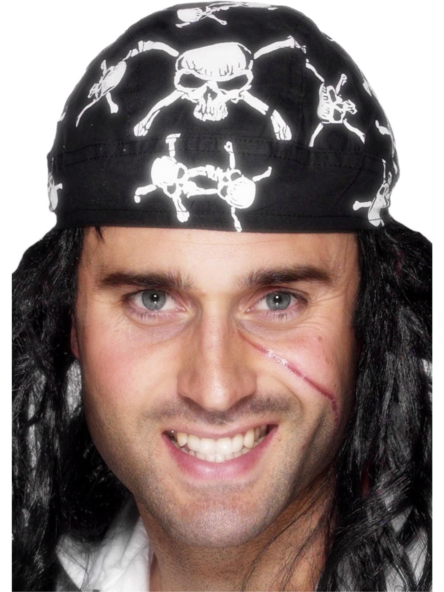 Pirate Bandana, Skull and Crossbones Design, Black 1