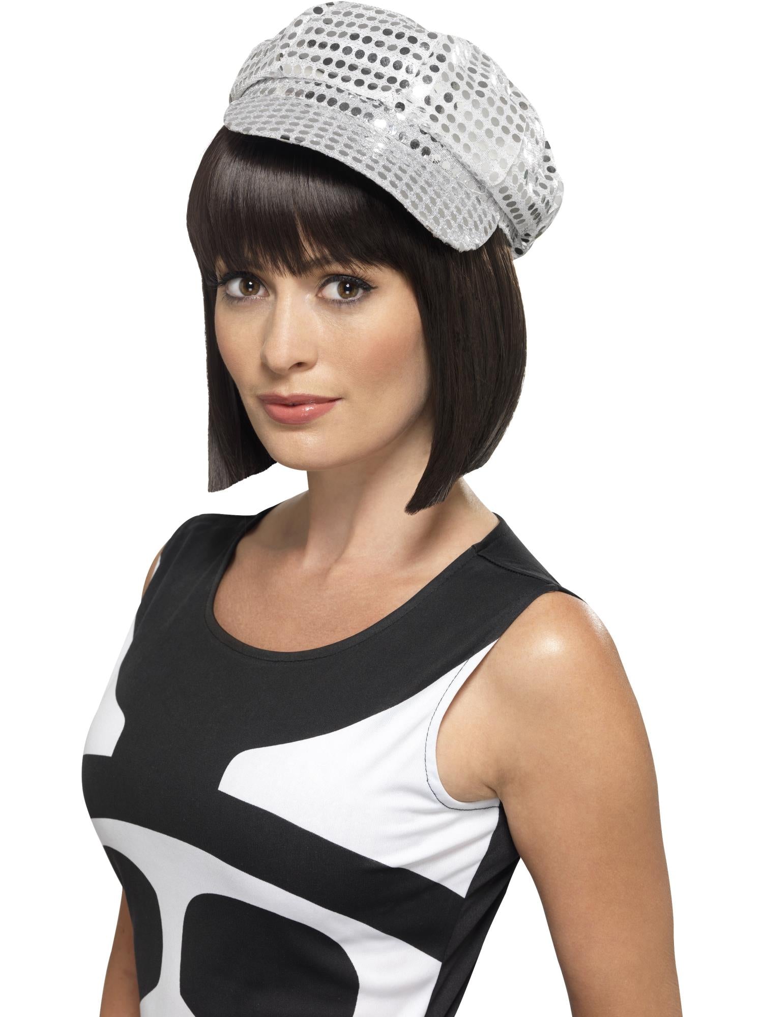 Disco Sequin Hat, Silver 1