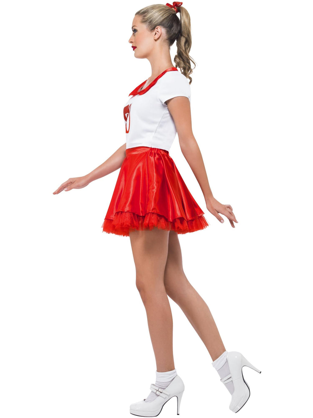 Sandy Cheerleader Costume, Red & White 3