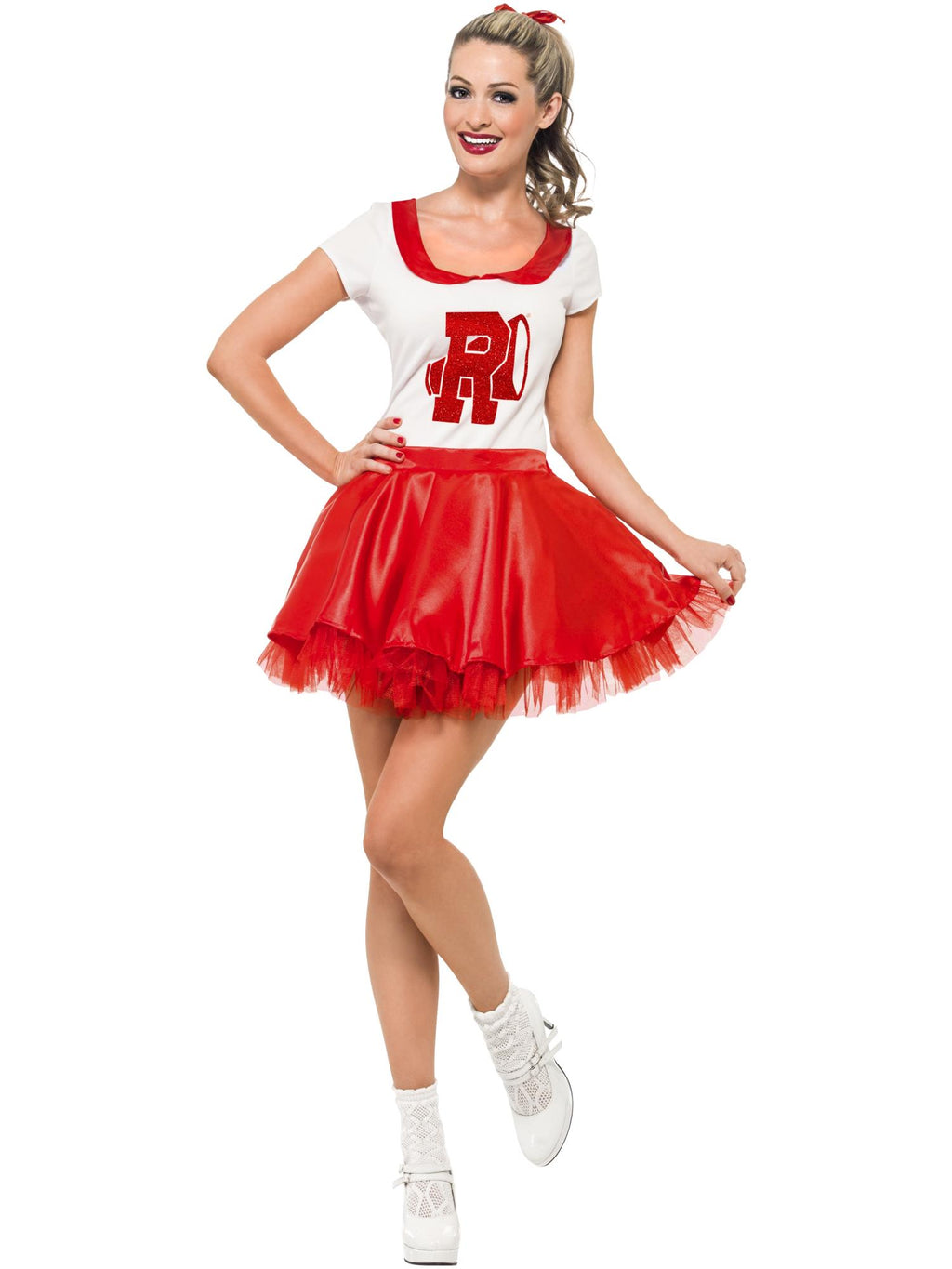 Sandy Cheerleader Costume, Red & White 1