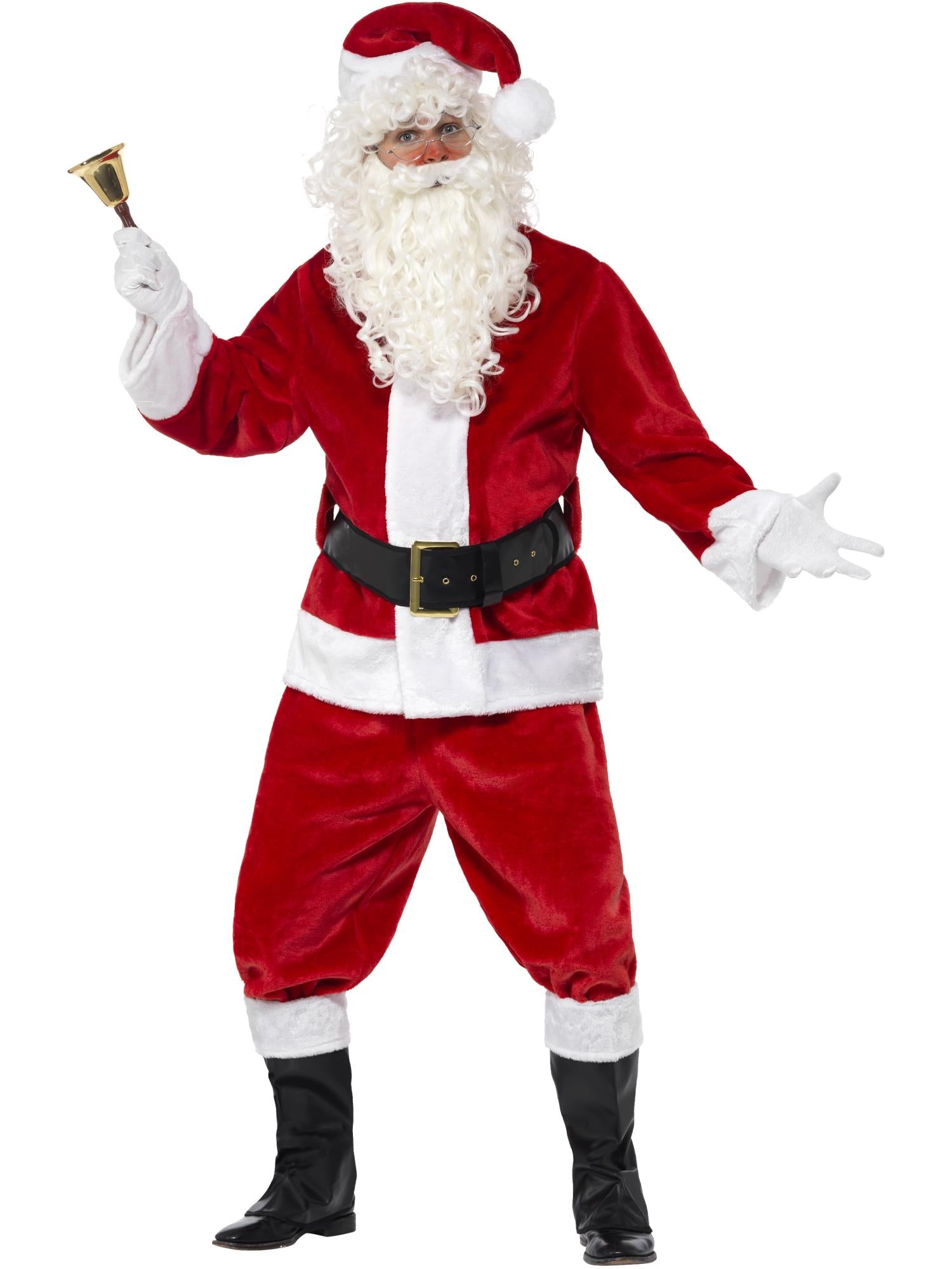 Deluxe Santa Costume & Hat, Red 1