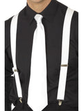 White Elasticated Braces, White 1