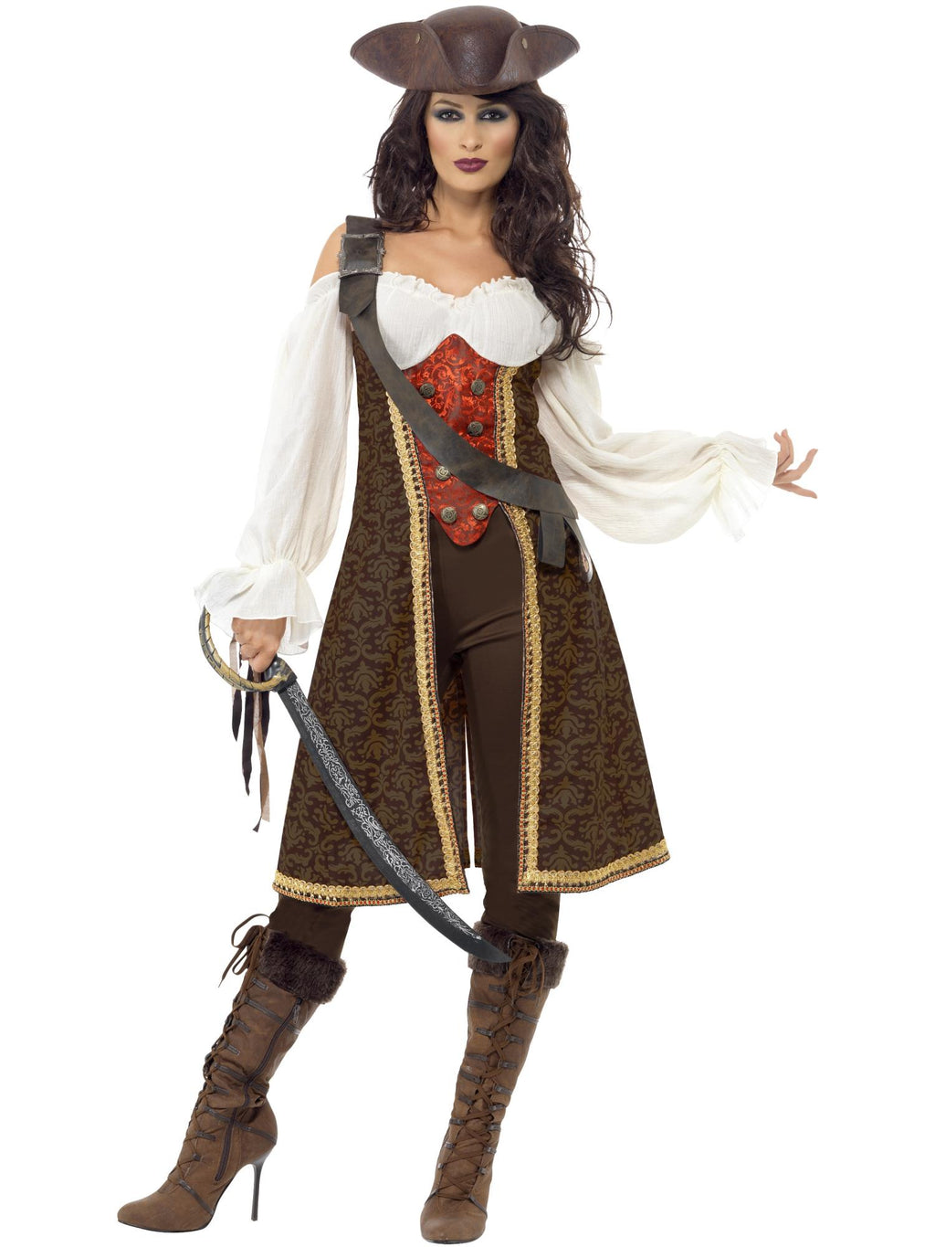 High Seas Pirate Wench Costume, Brown 1