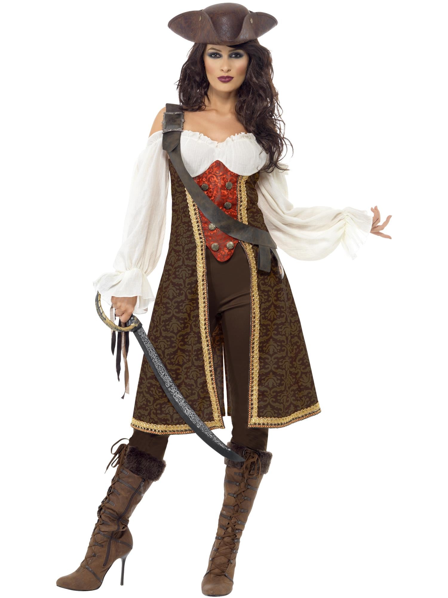 High Seas Pirate Wench Costume, Brown 1