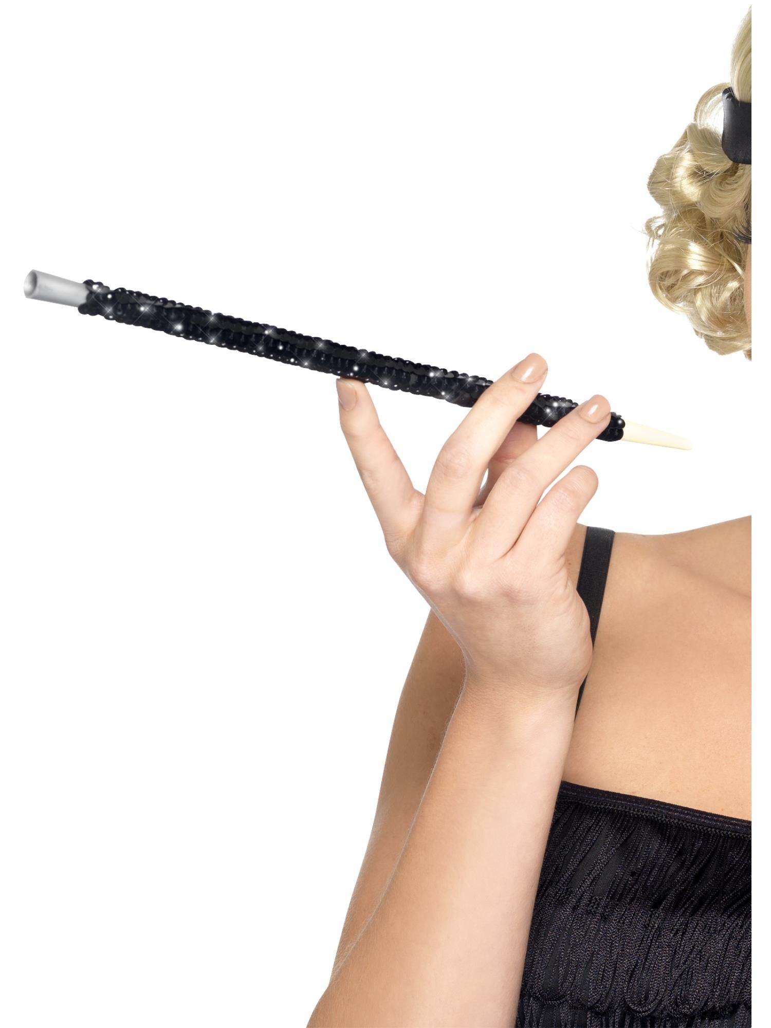 Black Sequinned Cigarette Holder, Black 1