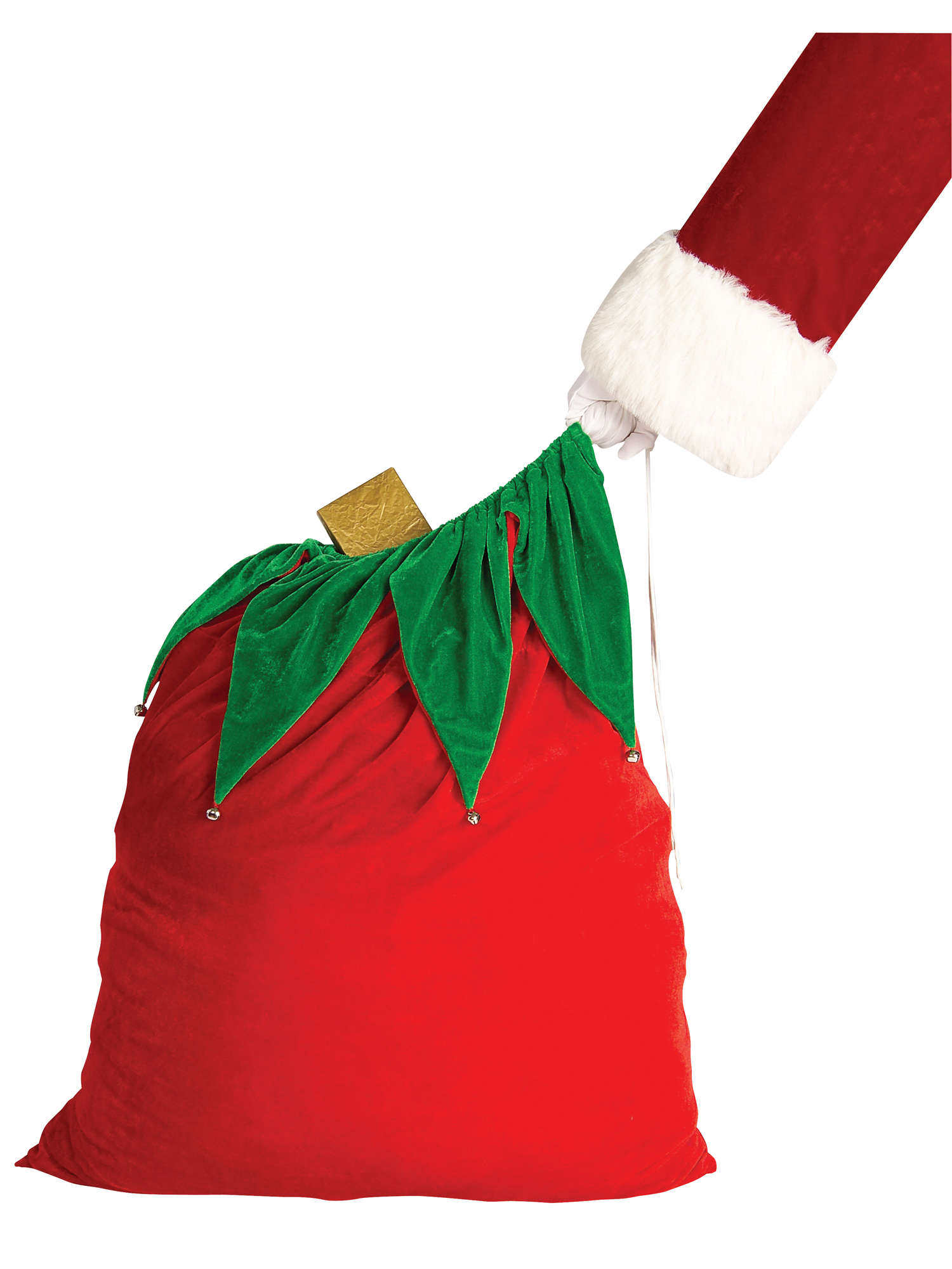 Velvet Santa Bag With Bells 1