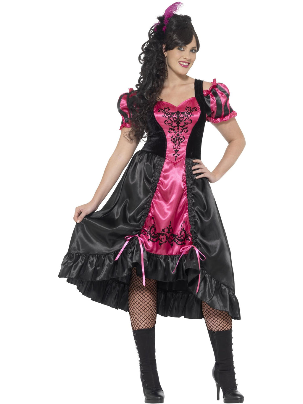 Curves Sassy Saloon Costume, Pink 1