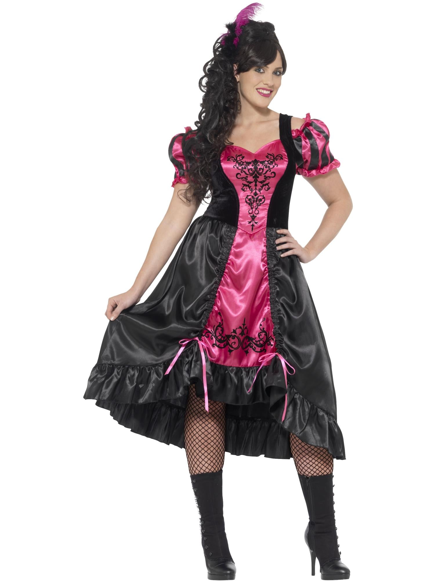 Curves Sassy Saloon Costume, Pink 1