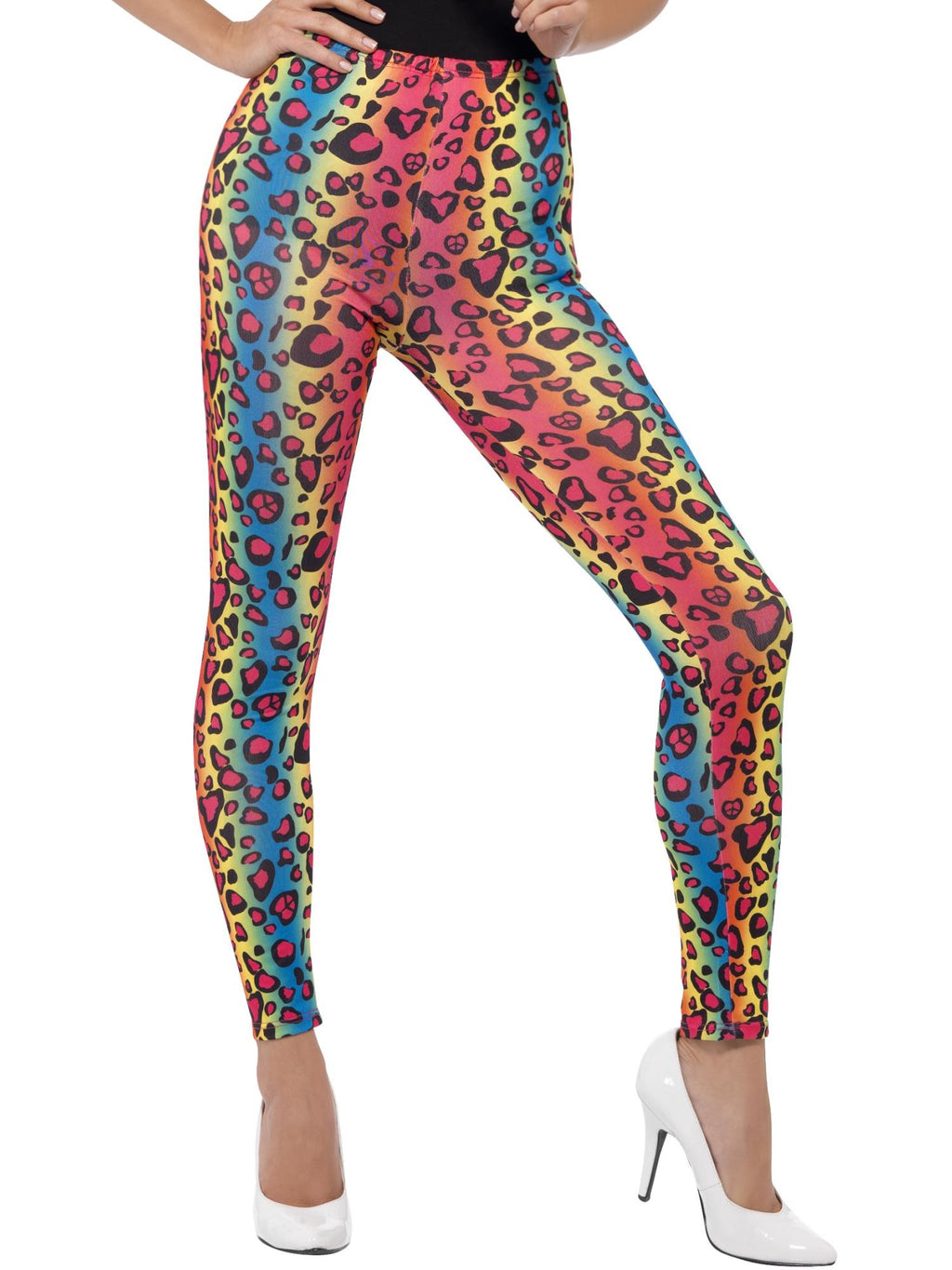 Neon Leopard Print Leggings, Multi-Coloured 1