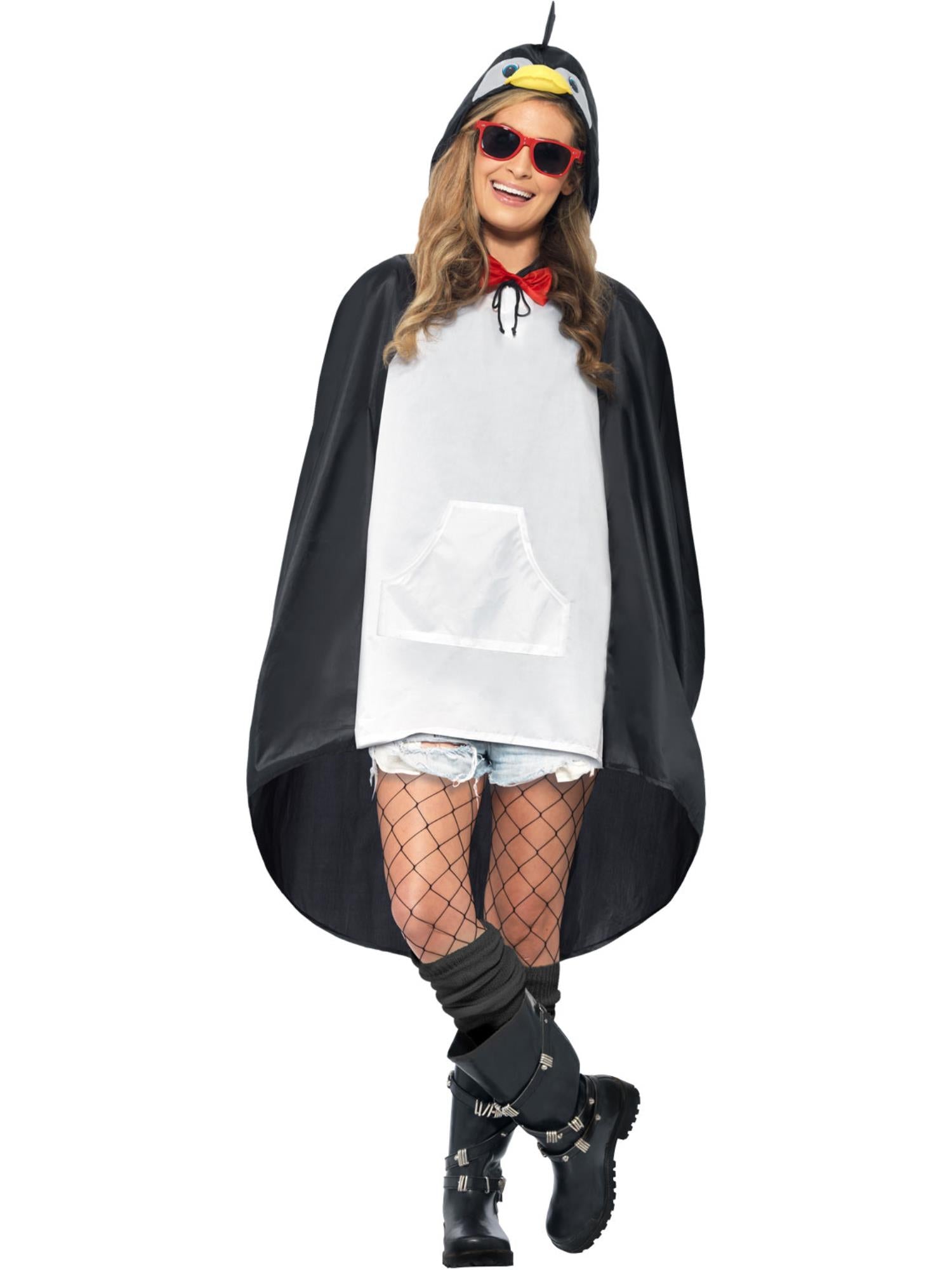 Penguin Party Poncho, Black & White 1