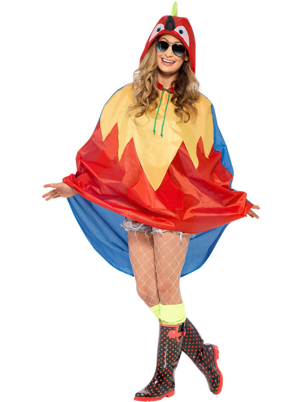 Parrot Party Poncho, Red 1