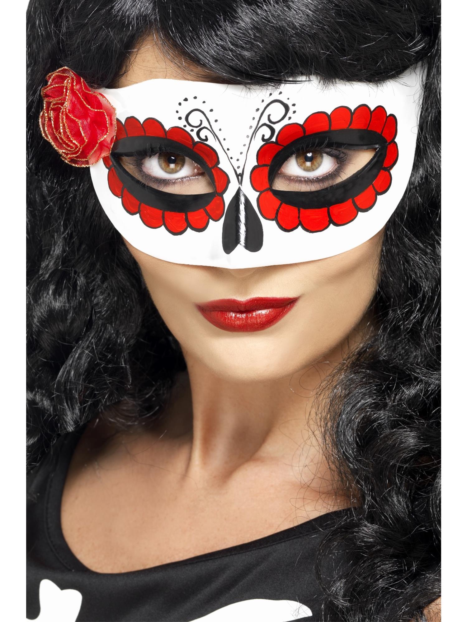 Mexican Day Of The Dead Eyemask, White & Red 1