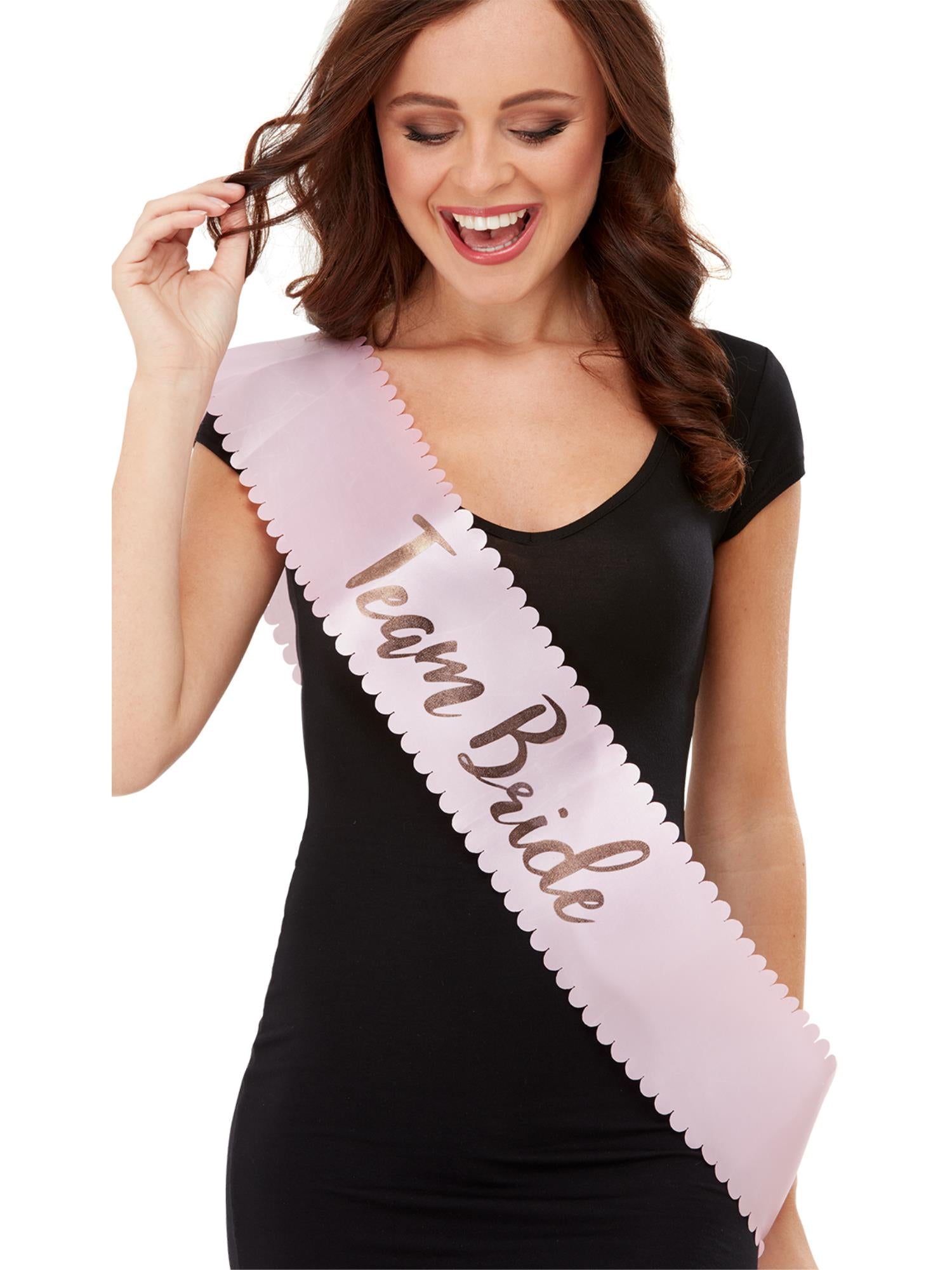 Team Bride Sash, Pink & Gold 1