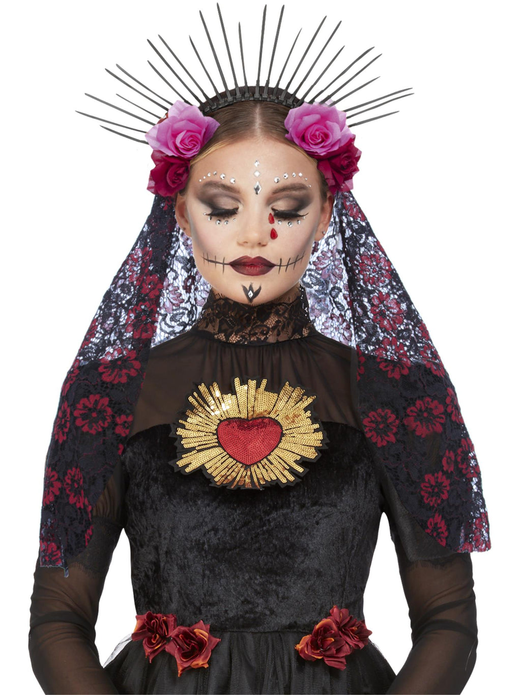 Deluxe Sunburst Day of the Dead Headband 1