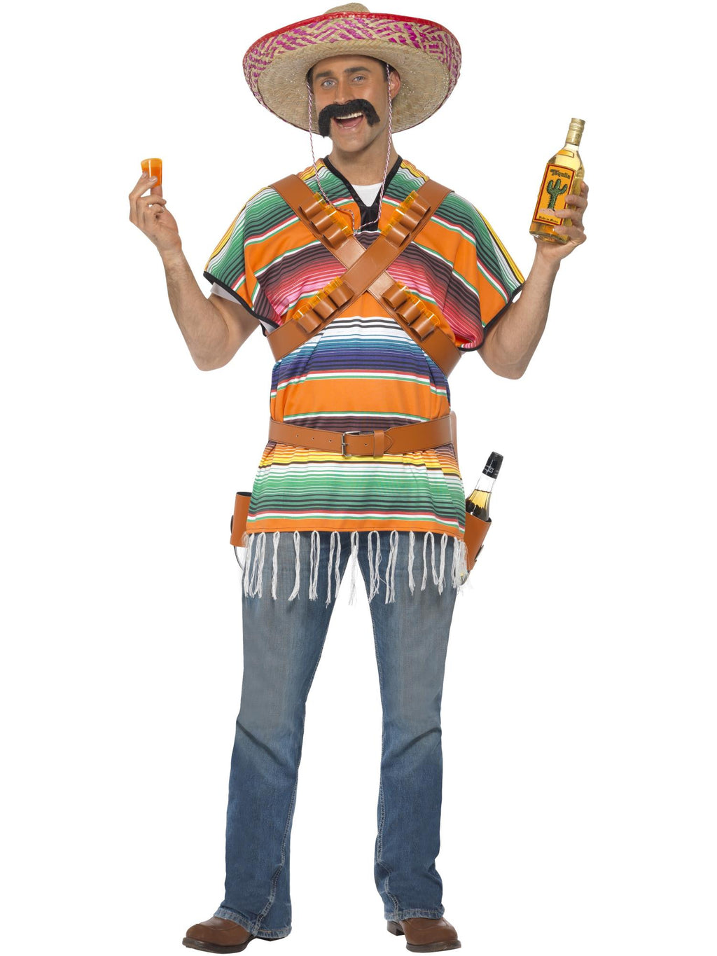 Tequila Shooter Guy Costume, Orange & Green 1