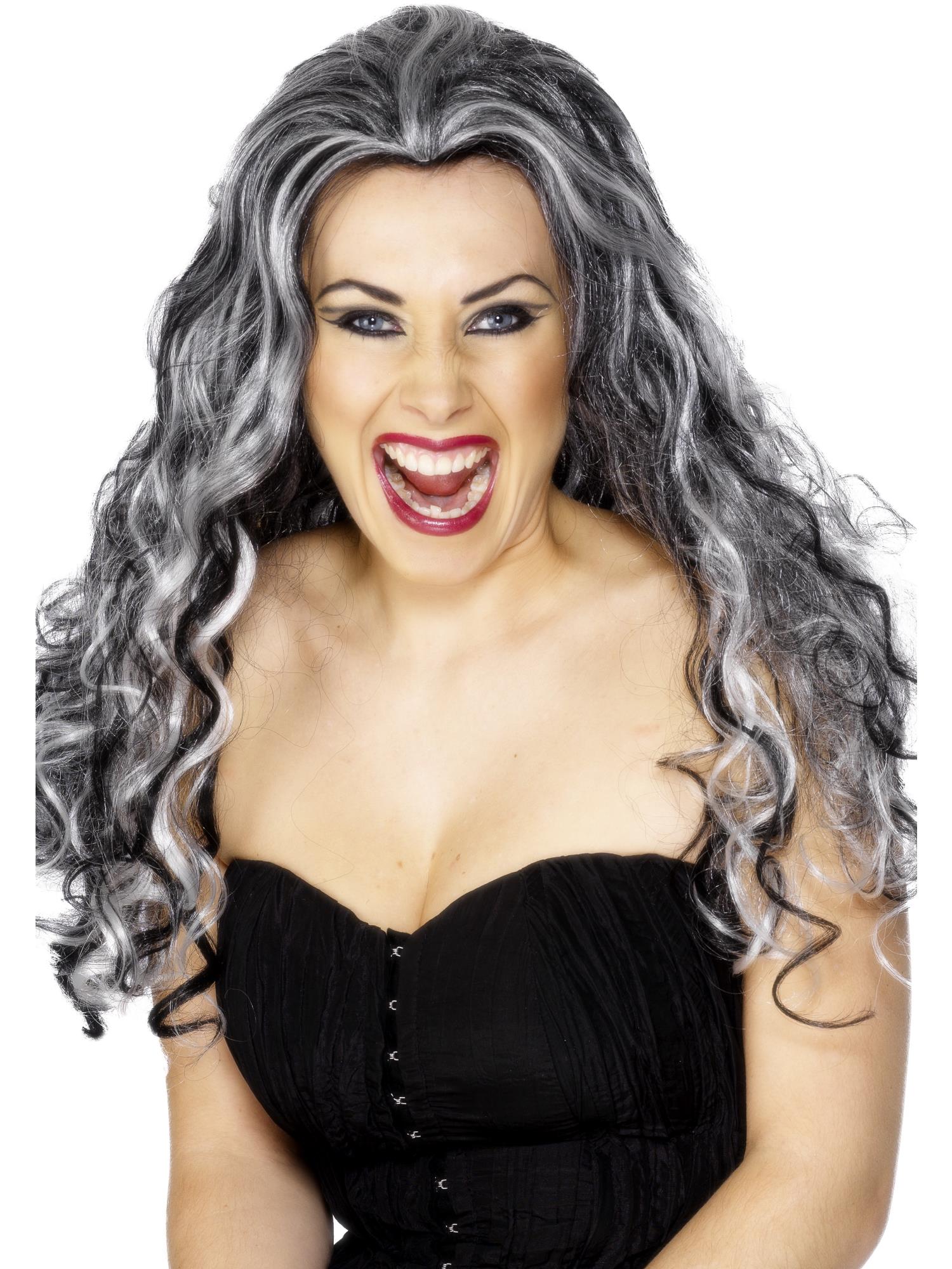 Renaissance Vamp Wig, Black & White 1