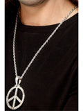 '60s Peace Sign Hippie Medallion, Silver 1
