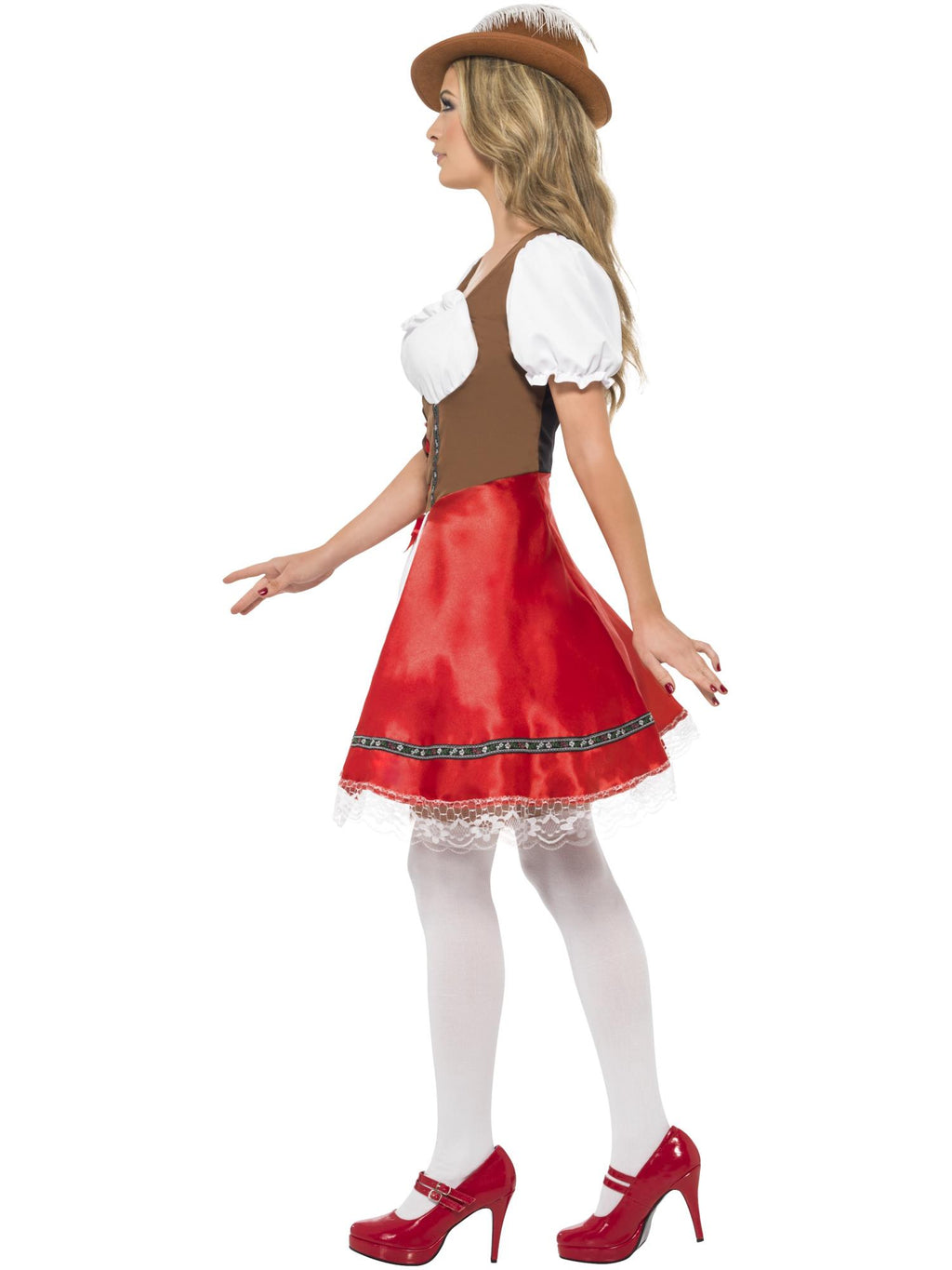 Bavarian Wench Costume, White & Red 3
