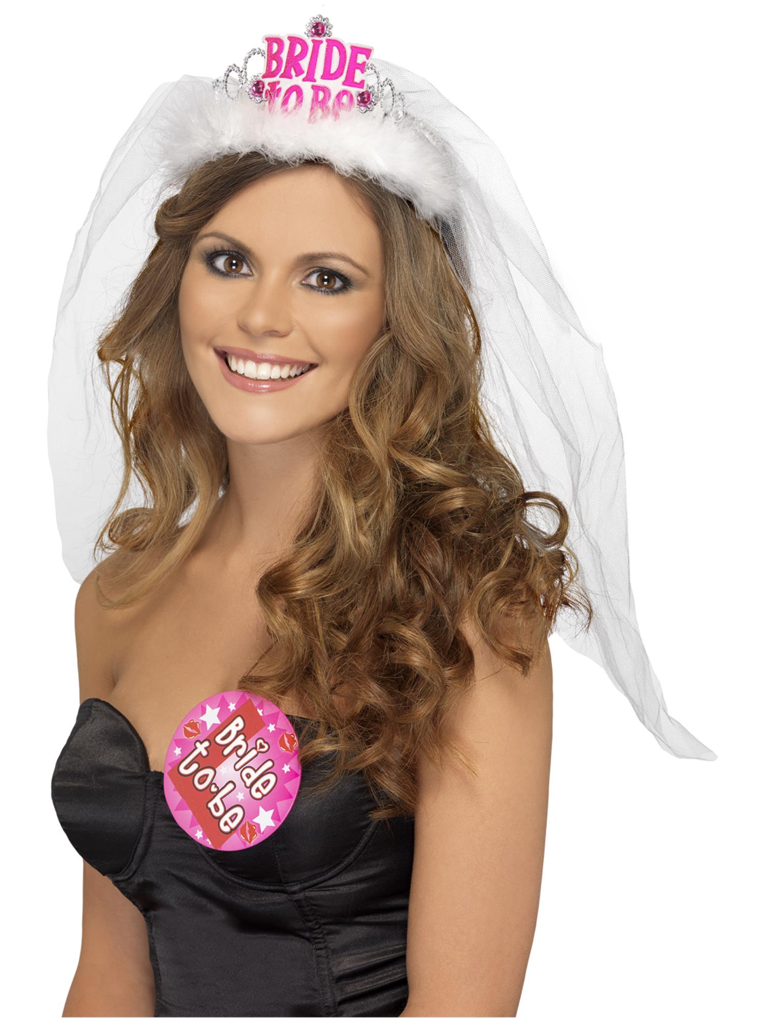 Bride to Be Tiara with Veil, White 1