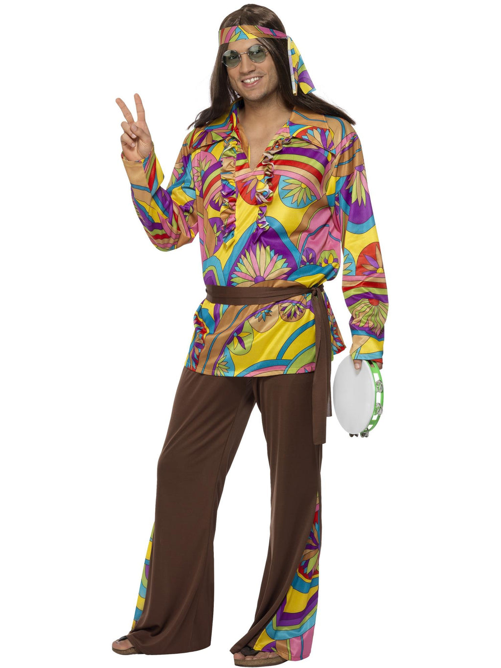 Psychedelic Hippie Man Costume, Multi-Coloured 1