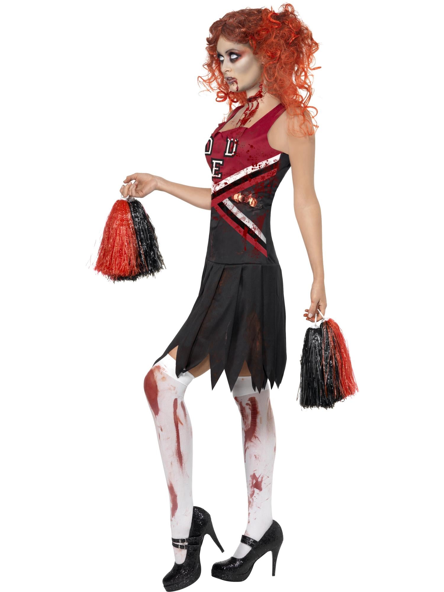 High School Horror Cheerleader Costume, Red & Blac 3