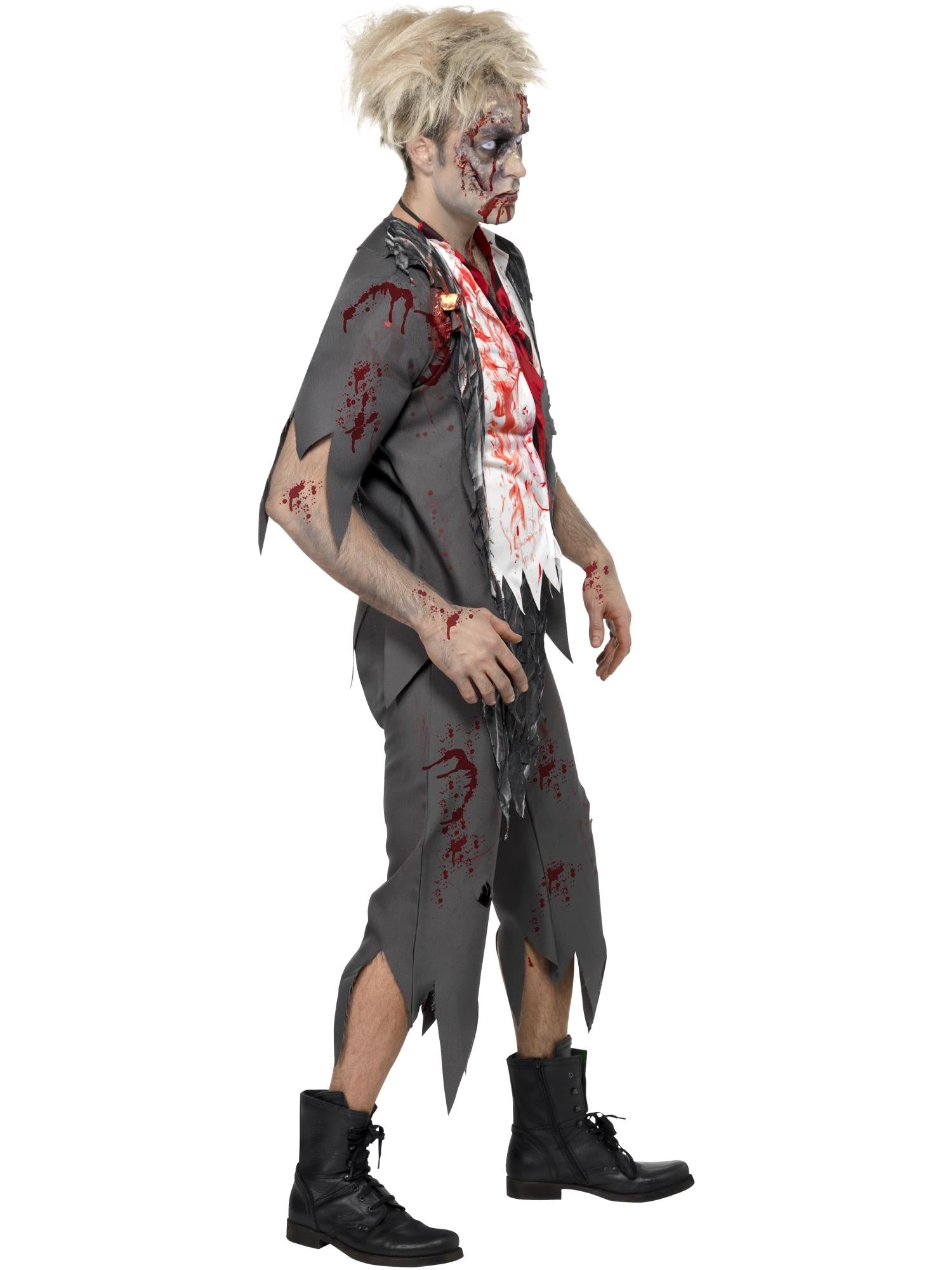 High School Horror Zombie Schoolboy Costume, Grey 3