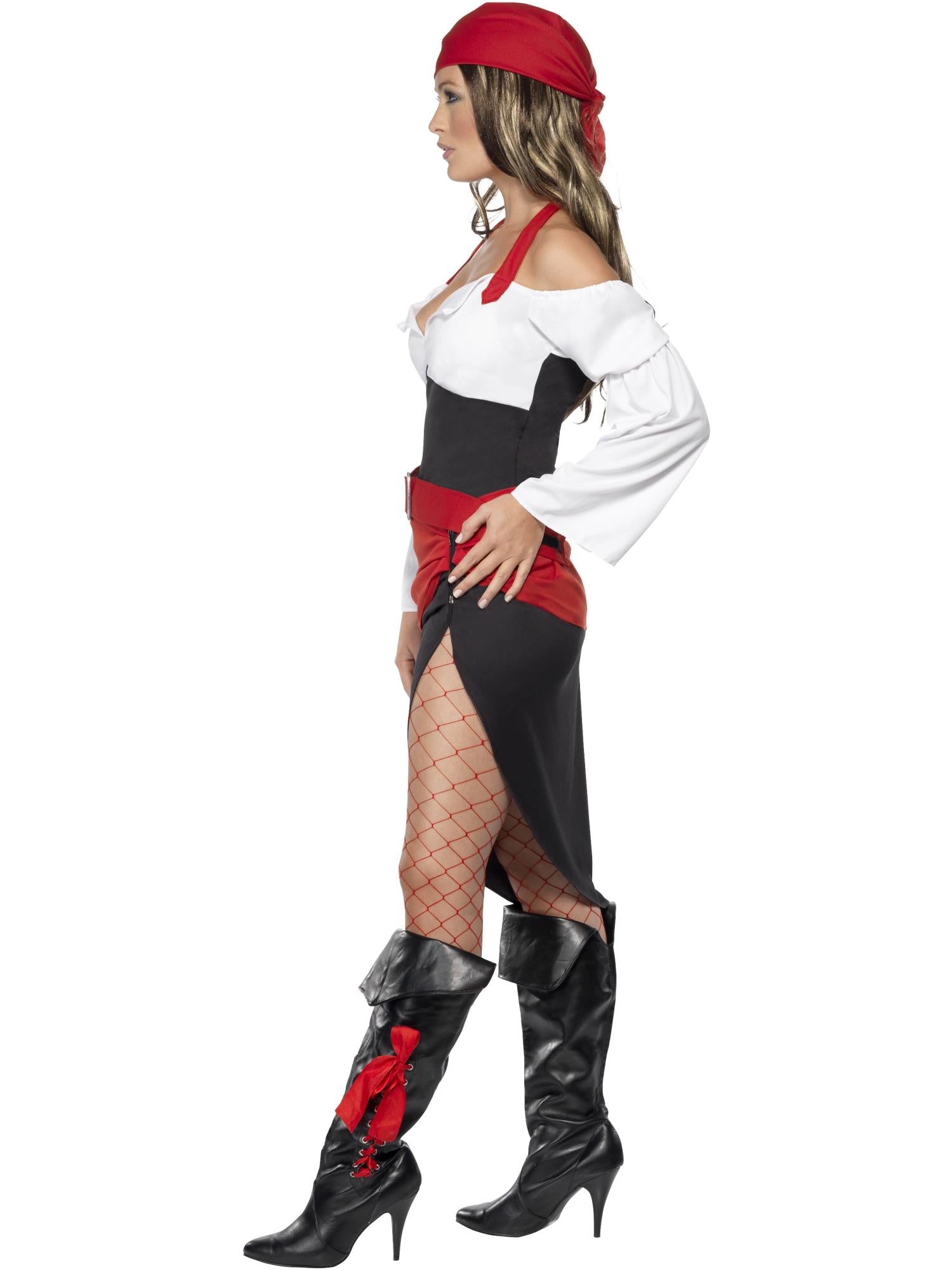 Sassy Pirate Wench Costume with Skirt, Black 3